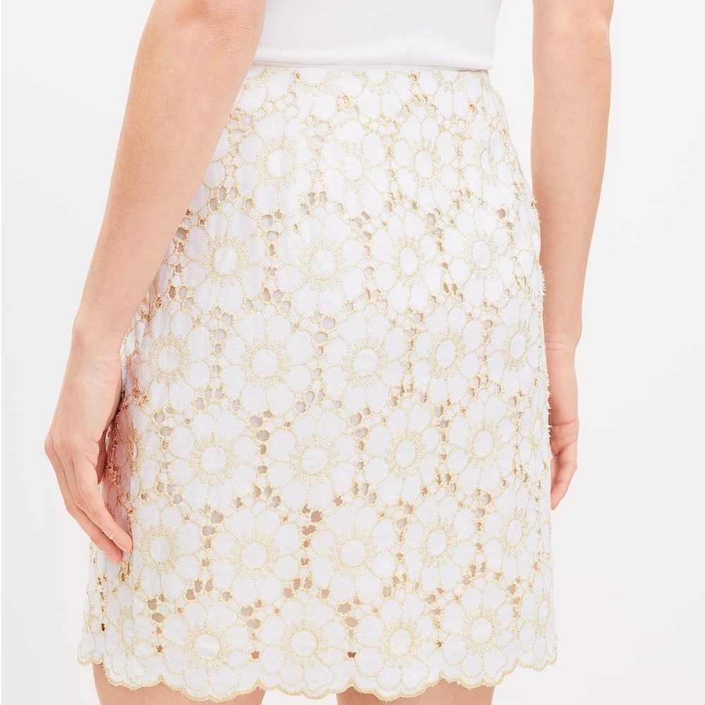LOFT Shimmer Floral Eyelet Mini Skirt - Picture 3 of 9